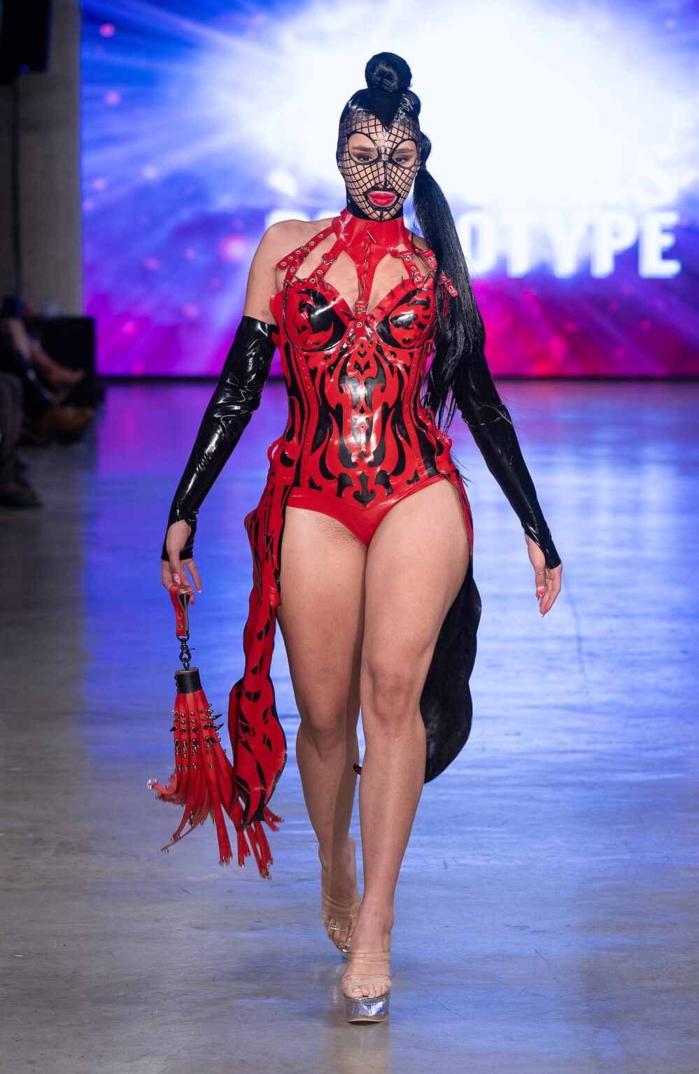 LOS ANGELES, CALIFORNIA - OCTOBER 18: A model walks the runway at the Venus Prototype show during Los Angeles Fashion Week Powered By Art Hearts Fashion at The New Mart on October 18, 2025 in Los Angeles, California. (Photo by Mark Gunter/Getty Images for Art Hearts Fashion)